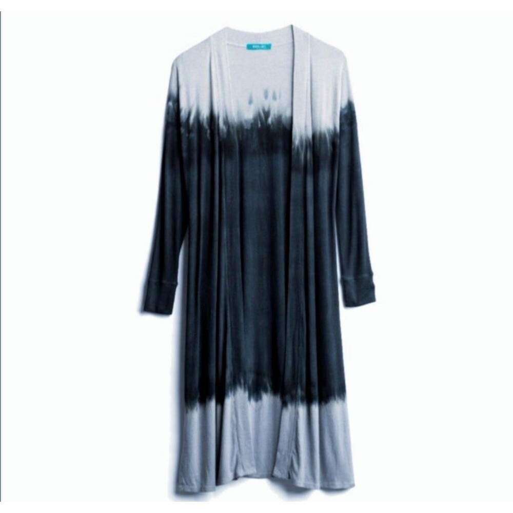 RIVER + SKY Navy Gray Juliana Ombre Tie Dye Duster Cardigan - M